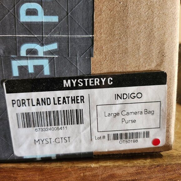 Portland Leather Large Camera Bag Purse Unicorn Smooth Indigo Blue Gray - Picture 6 of 11